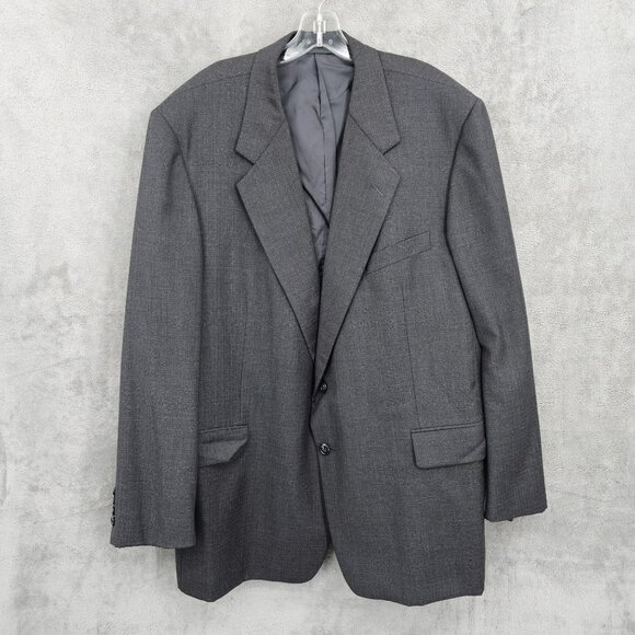 Hickey Freeman Suit Jacket Blazer 48R Grey Tasmanian Wool Loro Piana Super 120s